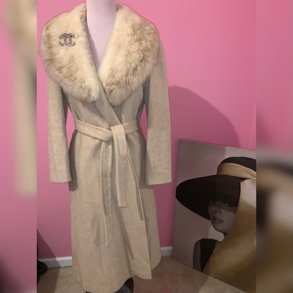 Vintage (ILGWU) Wool Fur Coat in Oatmeal / Tan